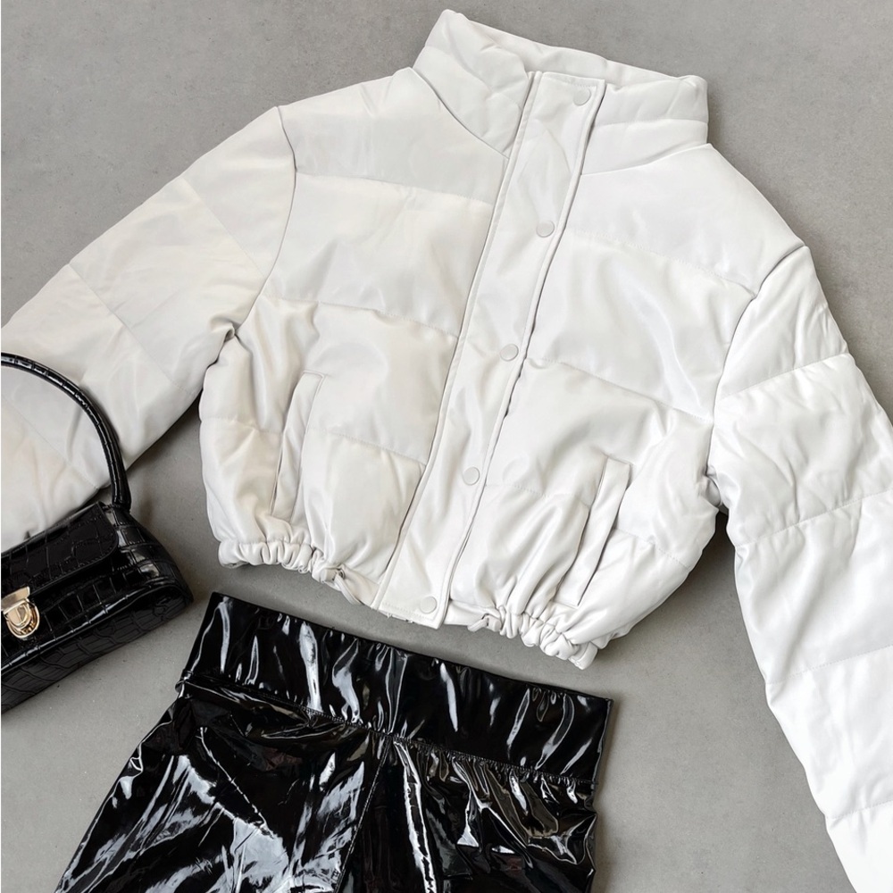 Off white faux leather jacket